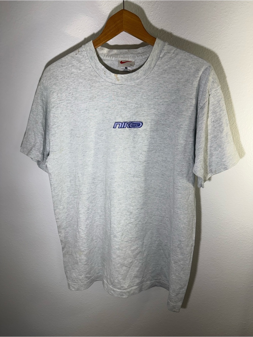 Vintage 90s Single Stitch Nike Men's Heather Gray Logo T-Shirt